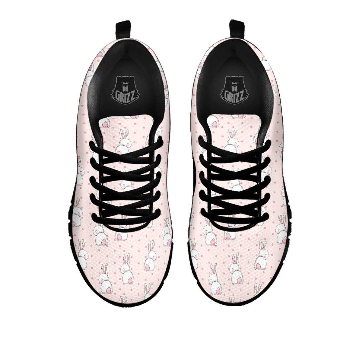 Rabbit Cartoon Print Pattern Black Sneaker-grizzshop