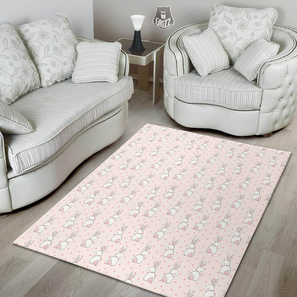Rabbit Cartoon Print Pattern Floor Mat-grizzshop