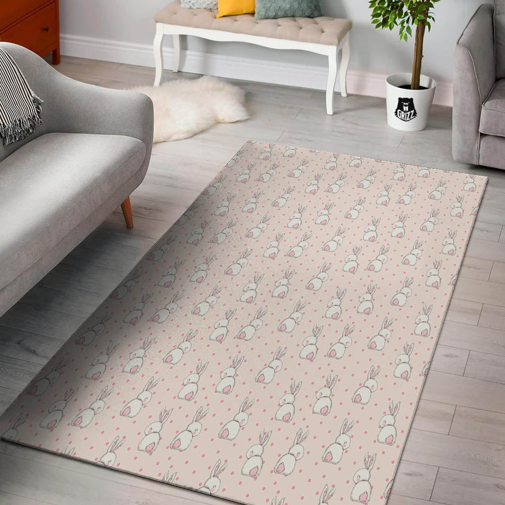 Rabbit Cartoon Print Pattern Floor Mat-grizzshop