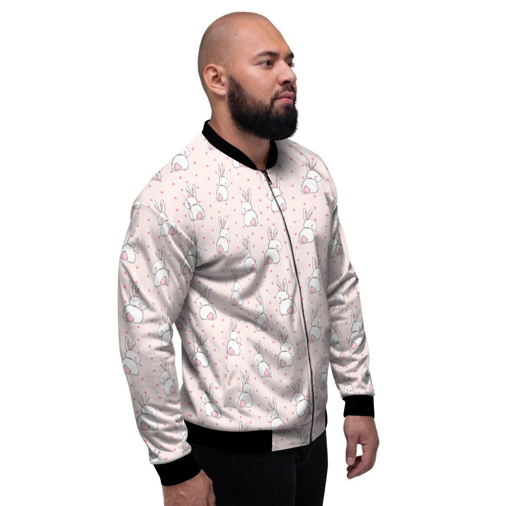 Rabbit Cartoon Print Pattern Men's Bomber Jacket-grizzshop