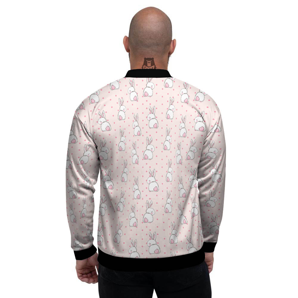 Rabbit Cartoon Print Pattern Men's Bomber Jacket-grizzshop