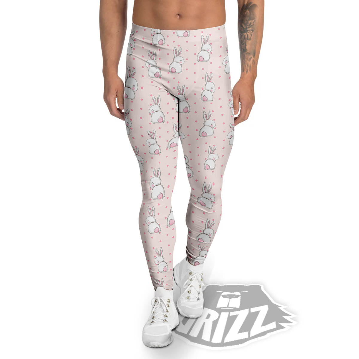 Rabbit Cartoon Print Pattern Men's Leggings-grizzshop