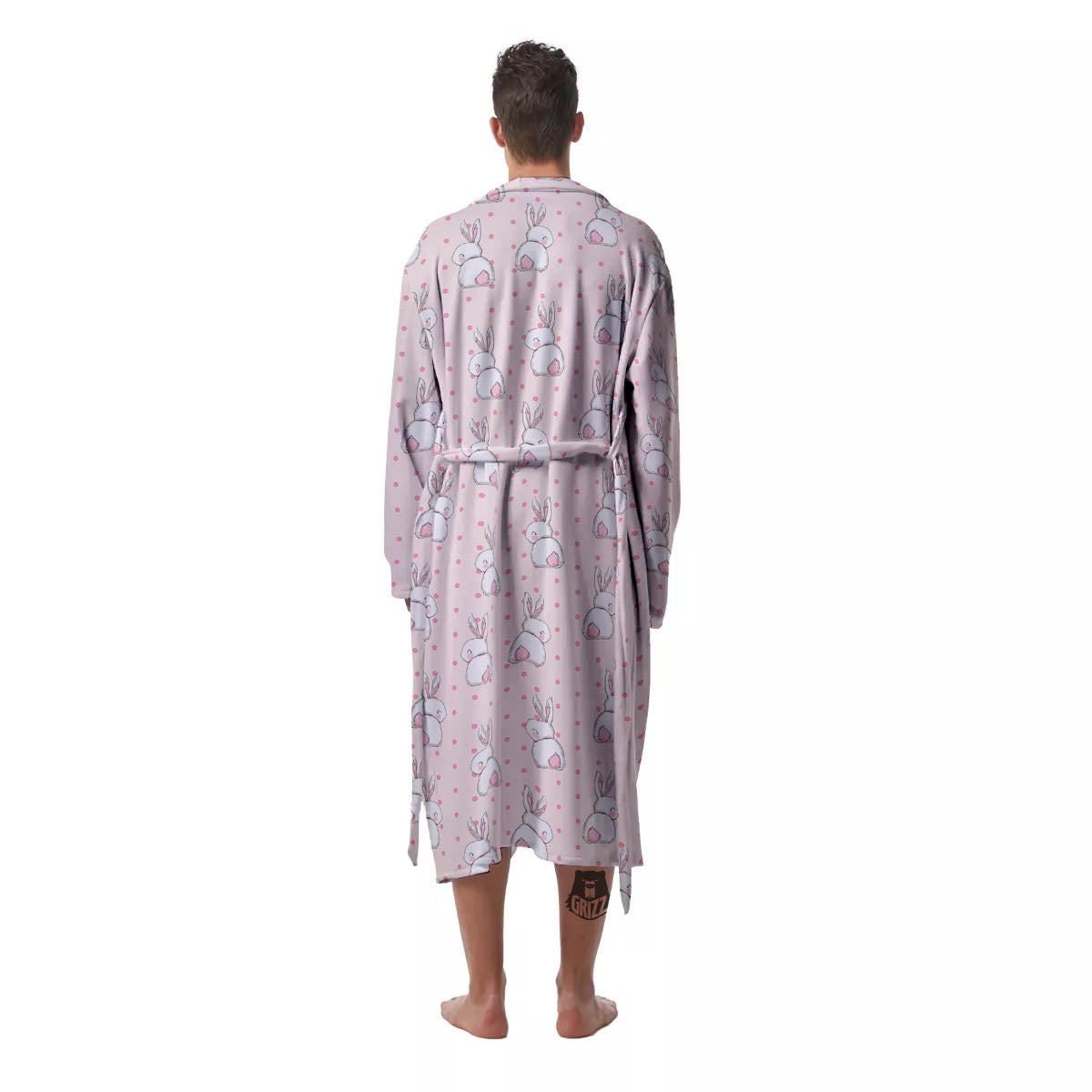 Rabbit Cartoon Print Pattern Men's Robe-grizzshop