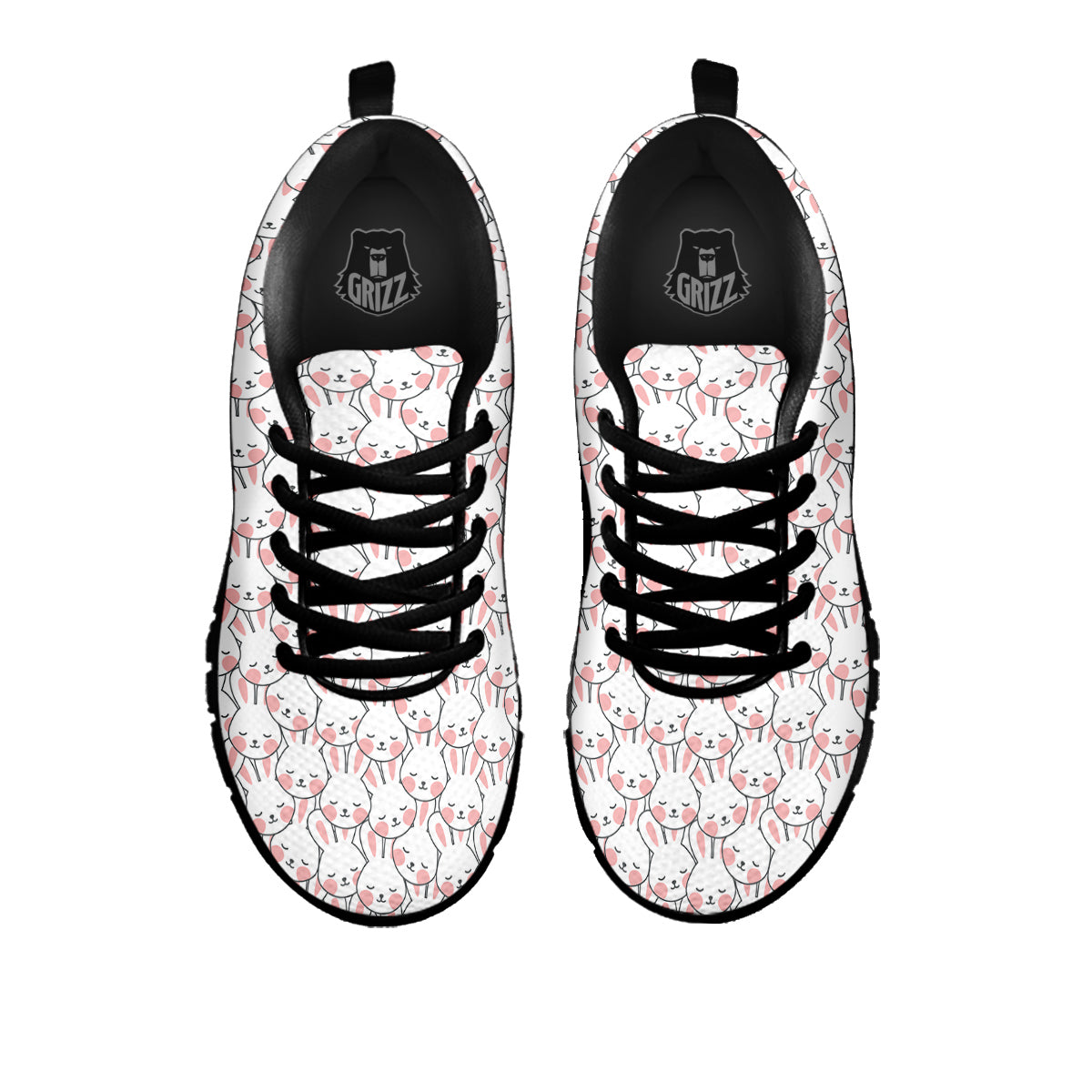 Rabbit Cute Print Pattern Black Sneaker-grizzshop