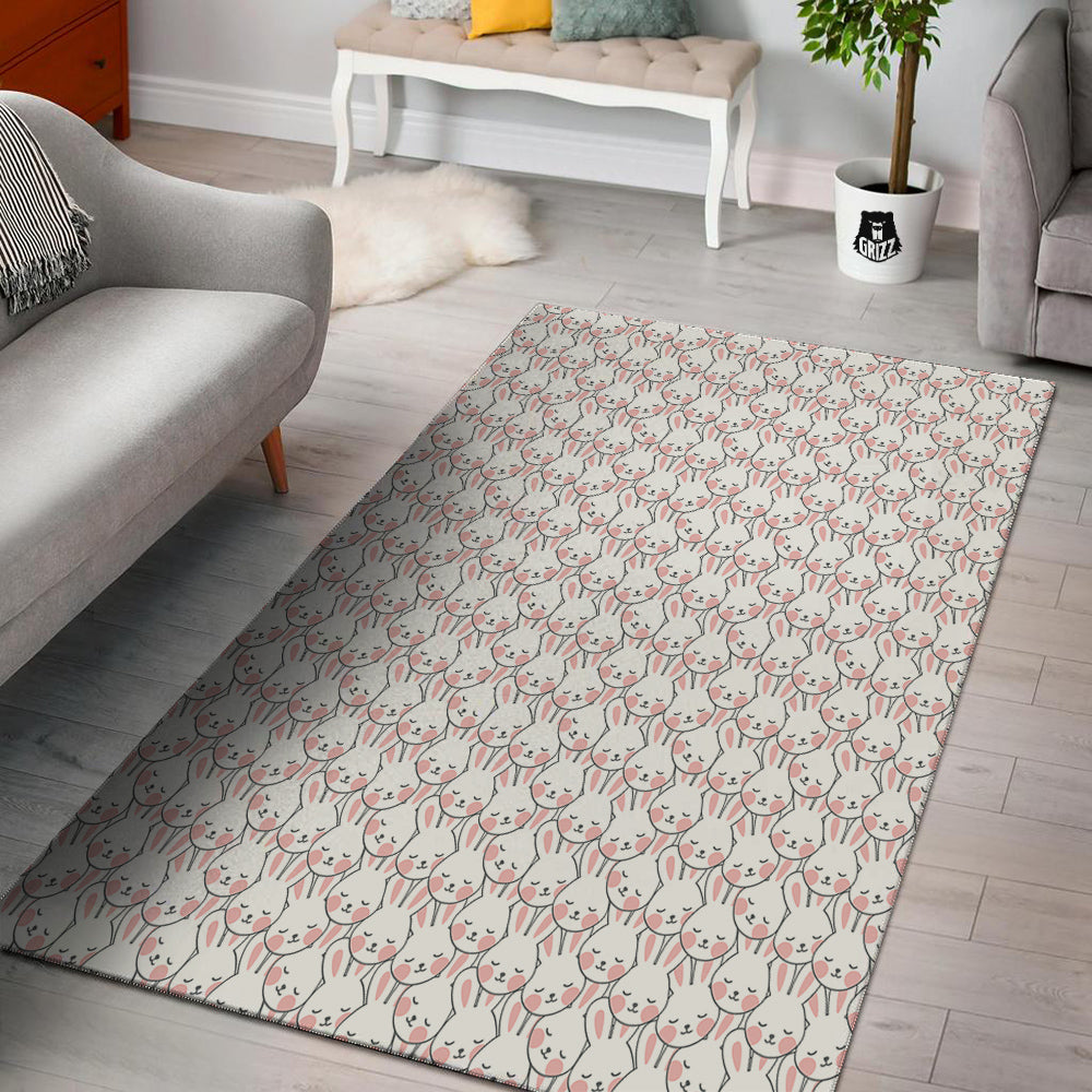 Rabbit Cute Print Pattern Floor Mat-grizzshop
