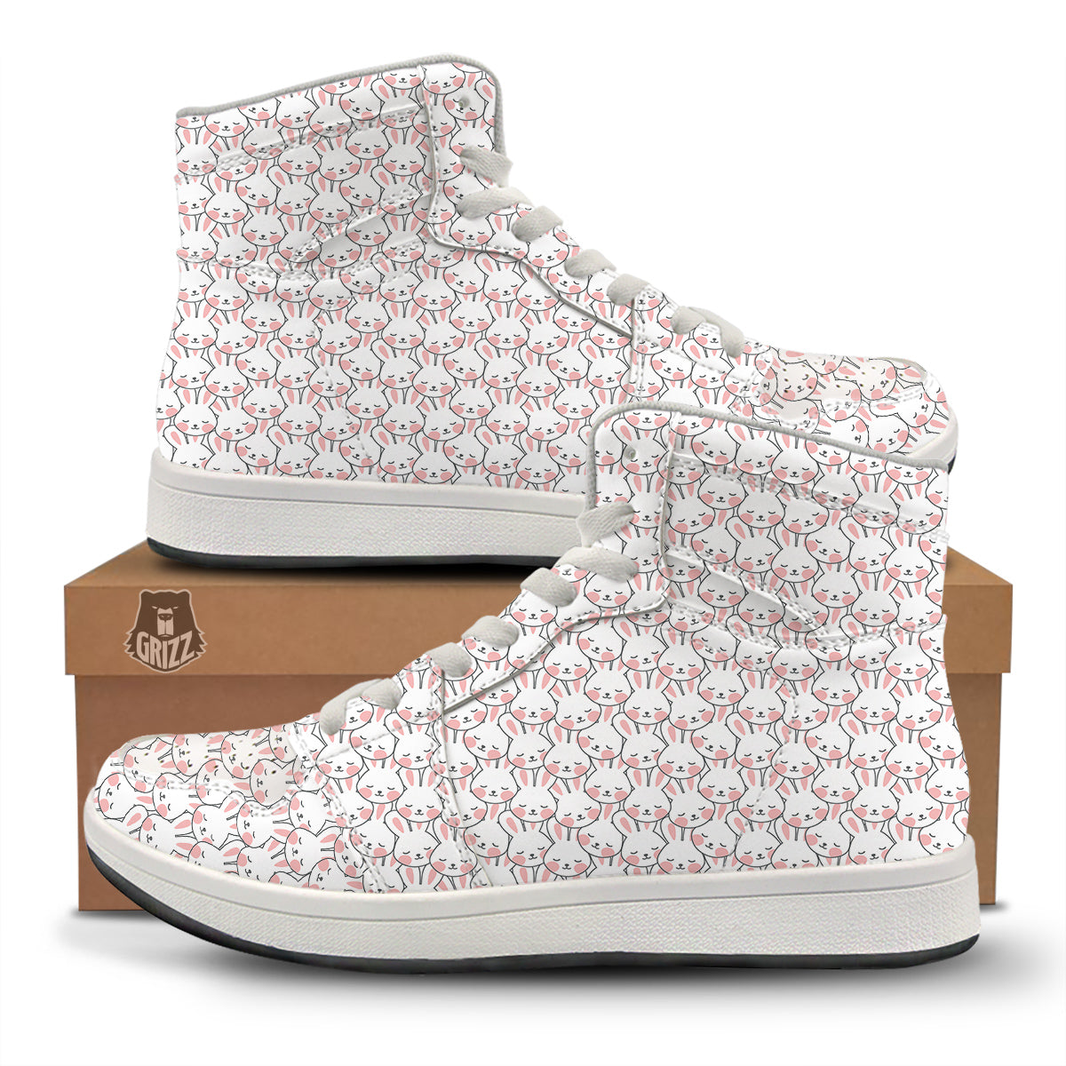 Rabbit Cute Print Pattern High Top Sneakers-grizzshop