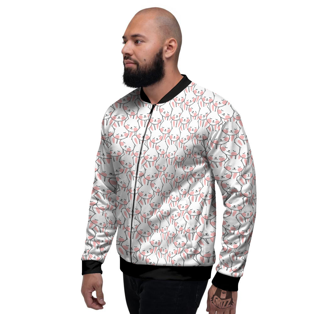 Rabbit Cute Print Pattern Men's Bomber Jacket-grizzshop