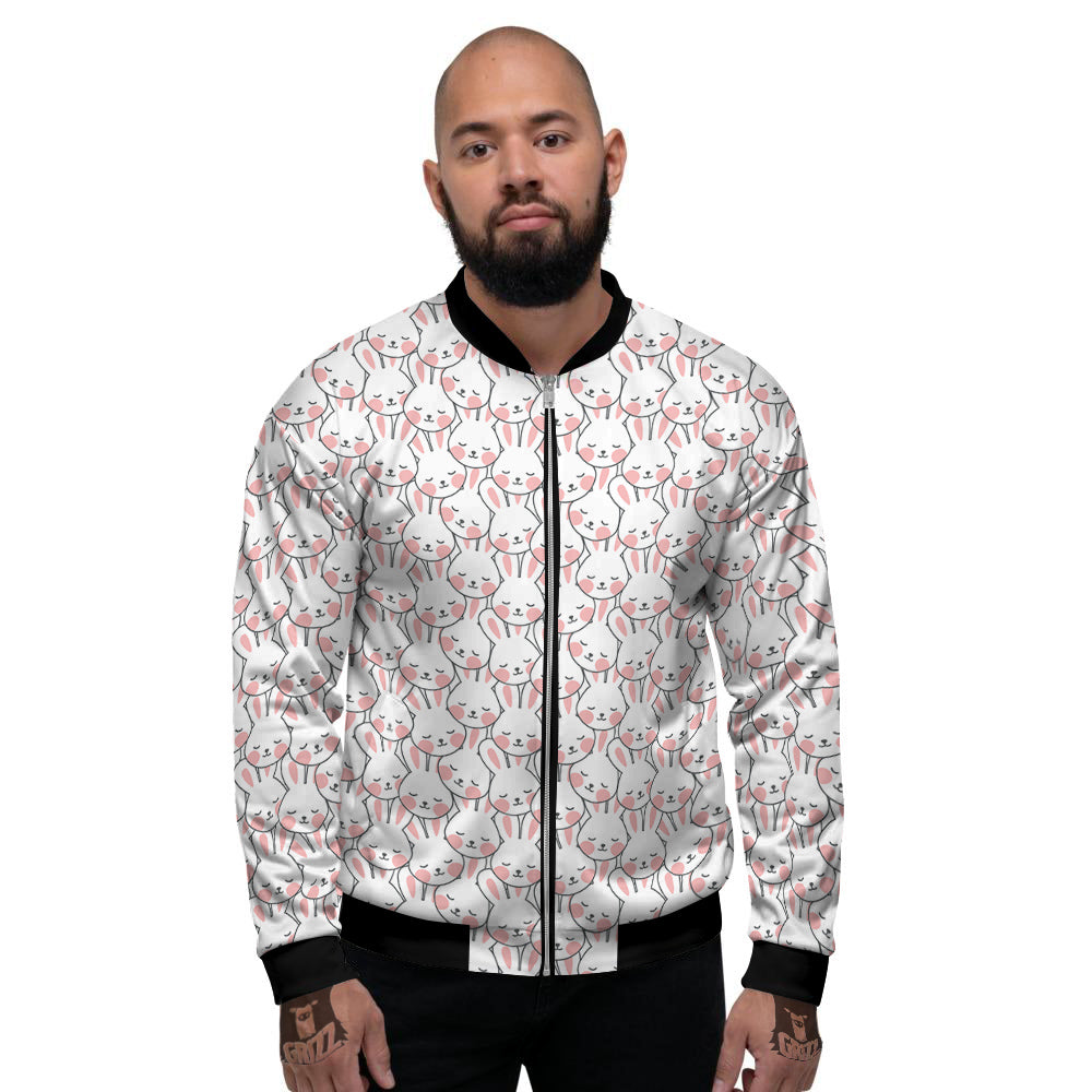 Rabbit Cute Print Pattern Men's Bomber Jacket-grizzshop