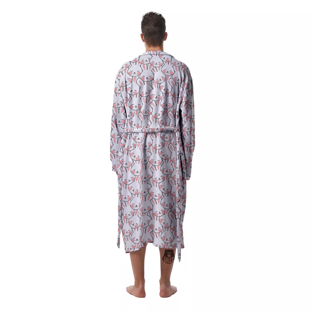 Rabbit Cute Print Pattern Men's Robe-grizzshop