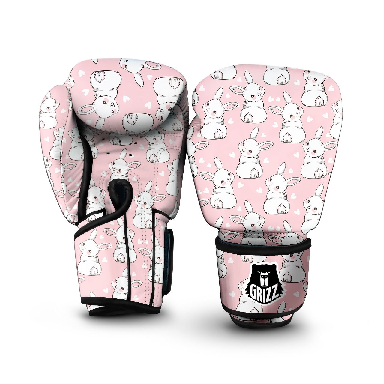 Rabbit Pink Print Pattern Boxing Gloves-grizzshop