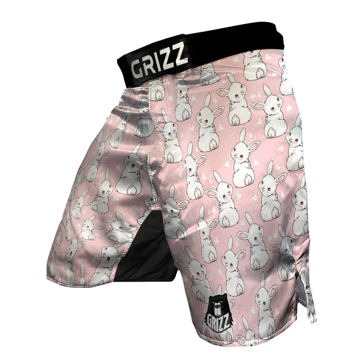 Rabbit Pink Print Pattern MMA Shorts-grizzshop