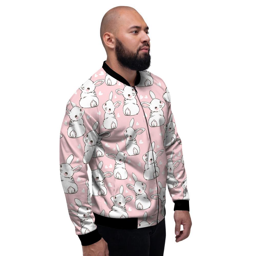 Rabbit Pink Print Pattern Men's Bomber Jacket-grizzshop