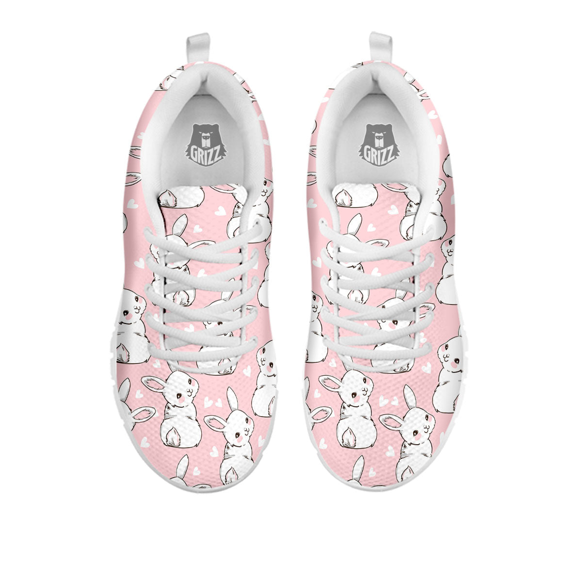 Rabbit Pink Print Pattern White Sneaker-grizzshop