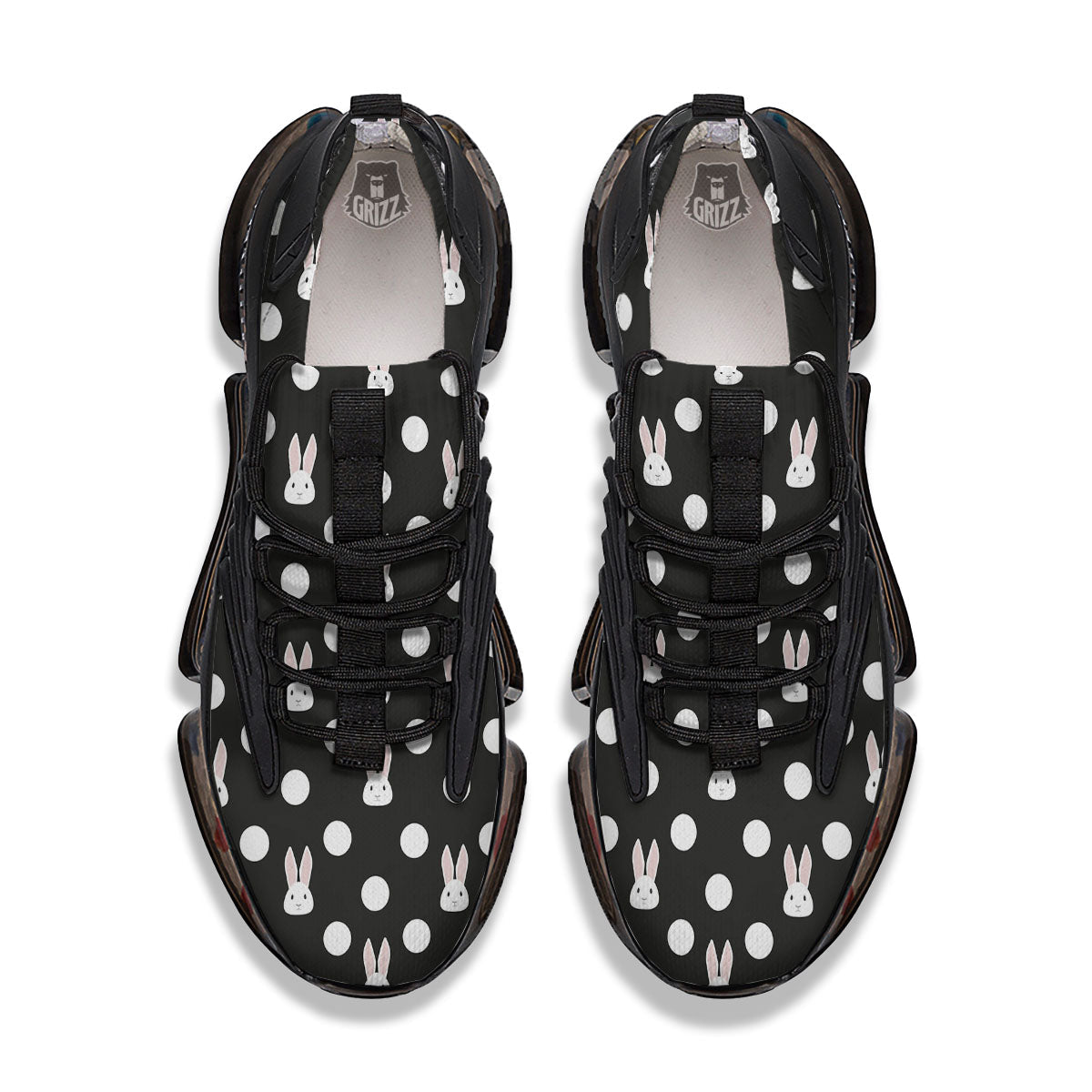Rabbit Polka Dot Print Pattern Black Gym Shoes-grizzshop