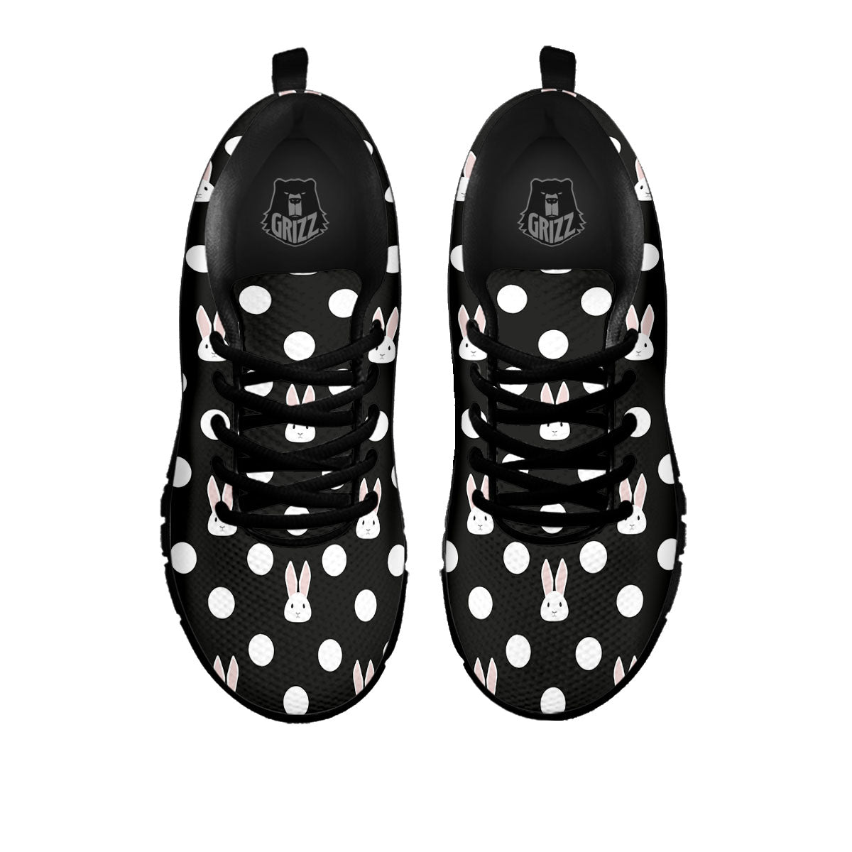 Rabbit Polka Dot Print Pattern Black Sneaker-grizzshop