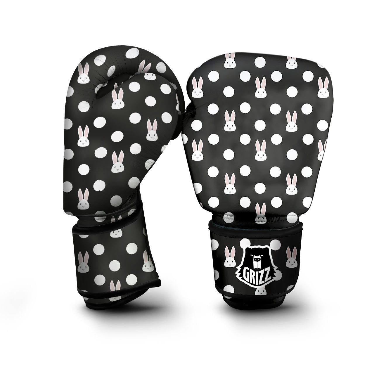 Rabbit Polka Dot Print Pattern Boxing Gloves-grizzshop