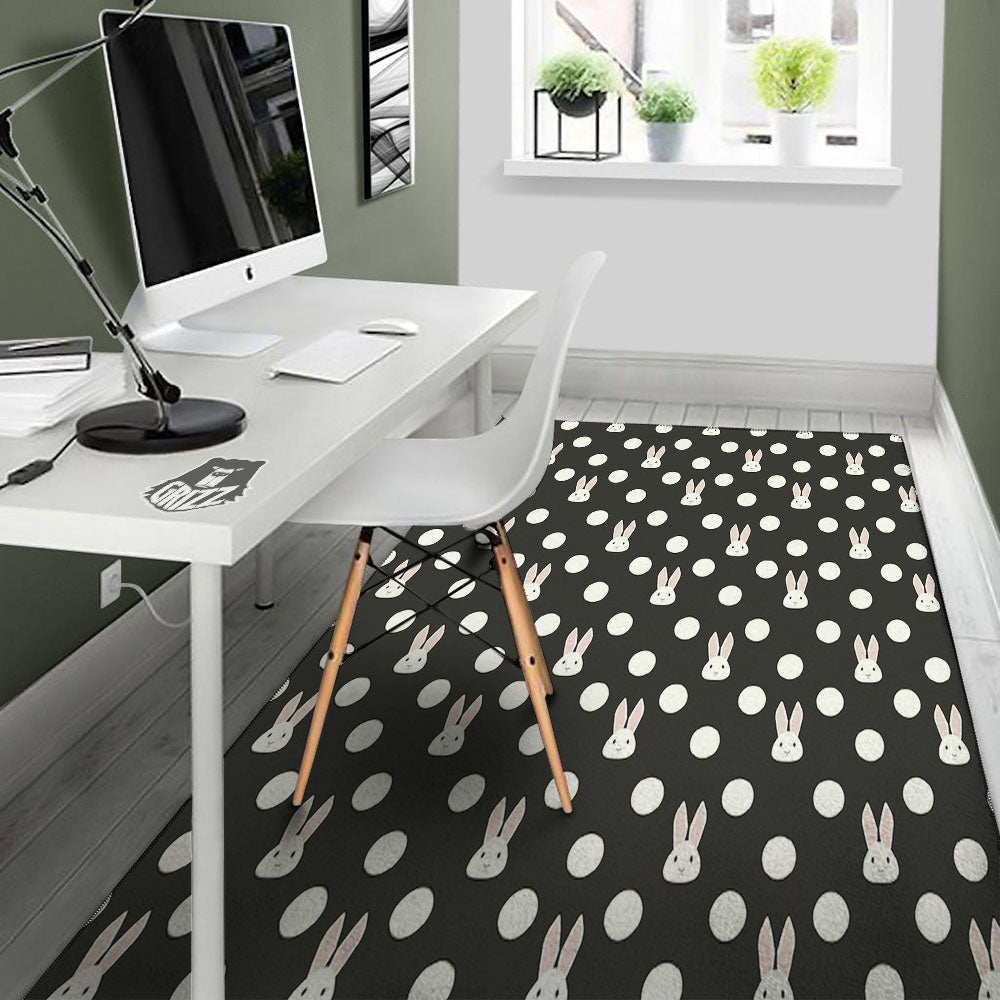 Rabbit Polka Dot Print Pattern Floor Mat-grizzshop