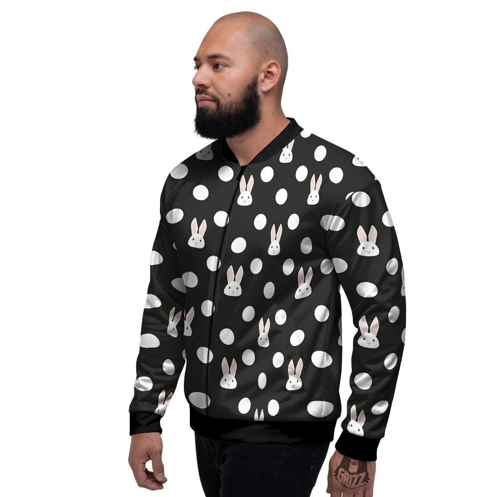 Rabbit Polka Dot Print Pattern Men's Bomber Jacket-grizzshop