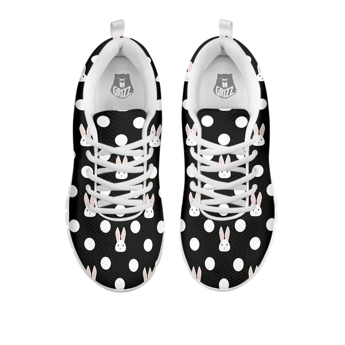 Rabbit Polka Dot Print Pattern White Sneaker-grizzshop