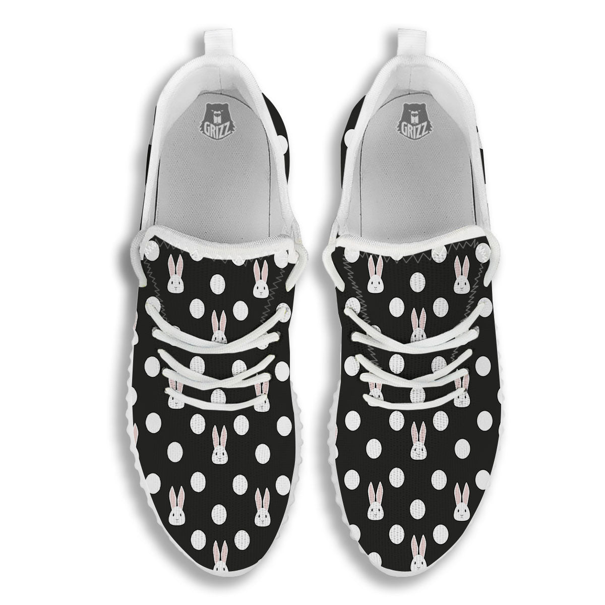 Rabbit Polka Dot Print Pattern White Walking Shoes-grizzshop