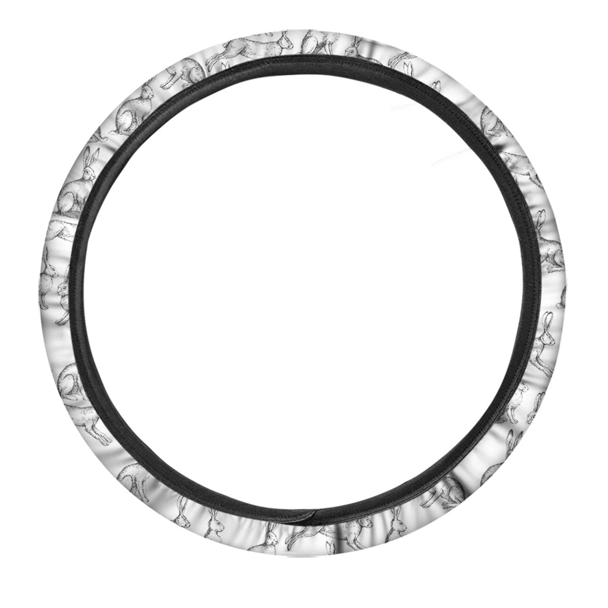 Rabbit White And Black Print Pattern Car Steering Wheel Cover-grizzshop
