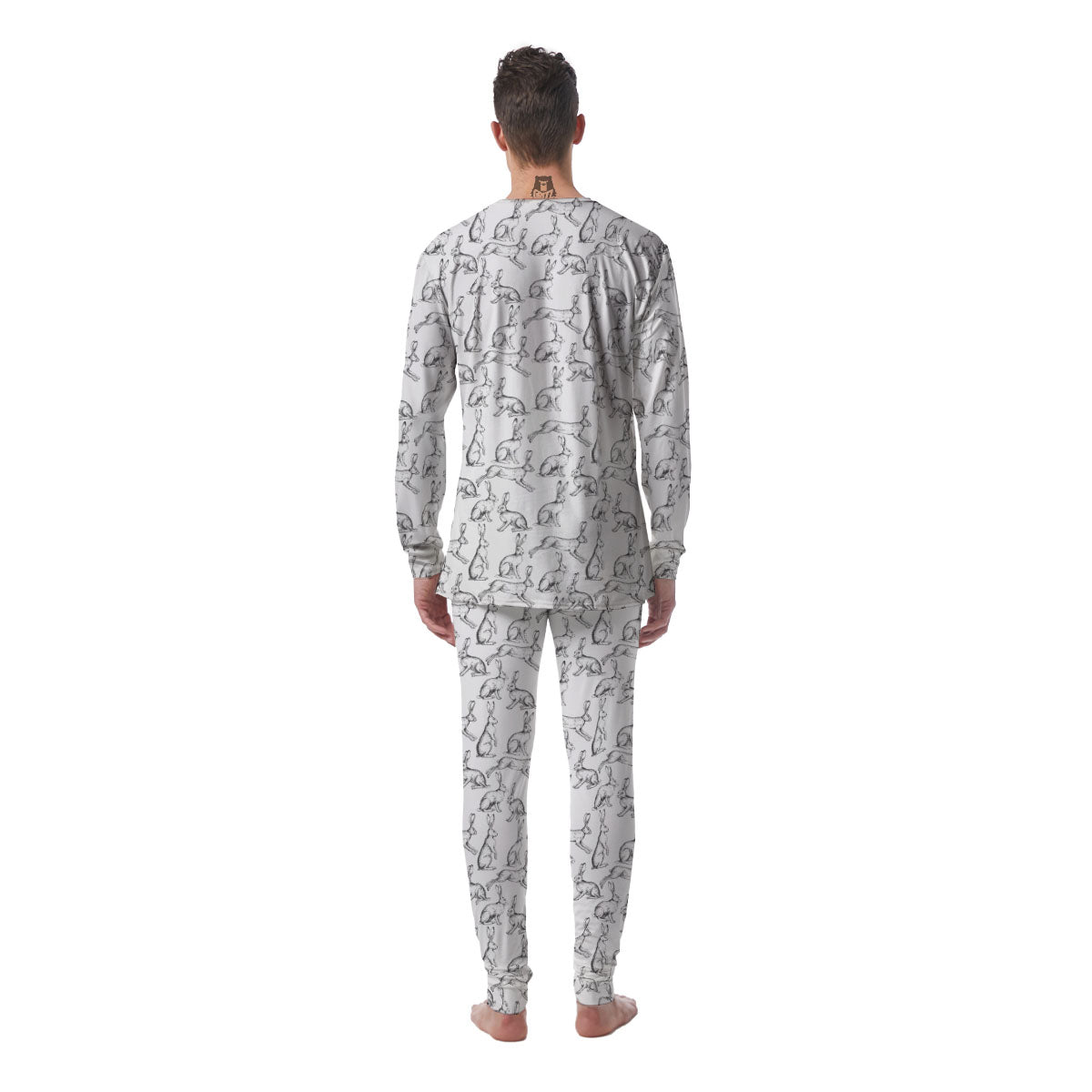 Rabbit White And Black Print Pattern Men's Pajamas-grizzshop