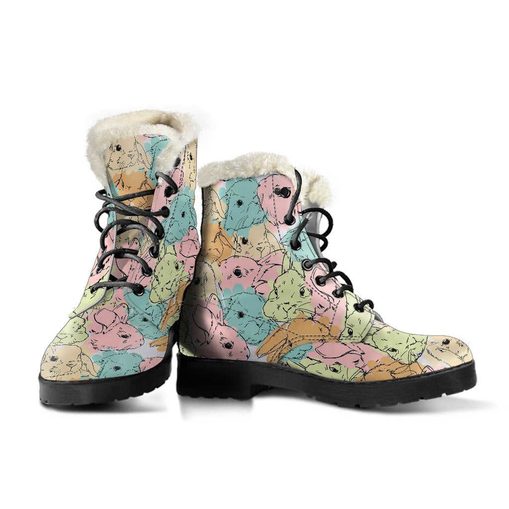 Rabbit Bunny Pattern Print Comfy Winter Boots-grizzshop