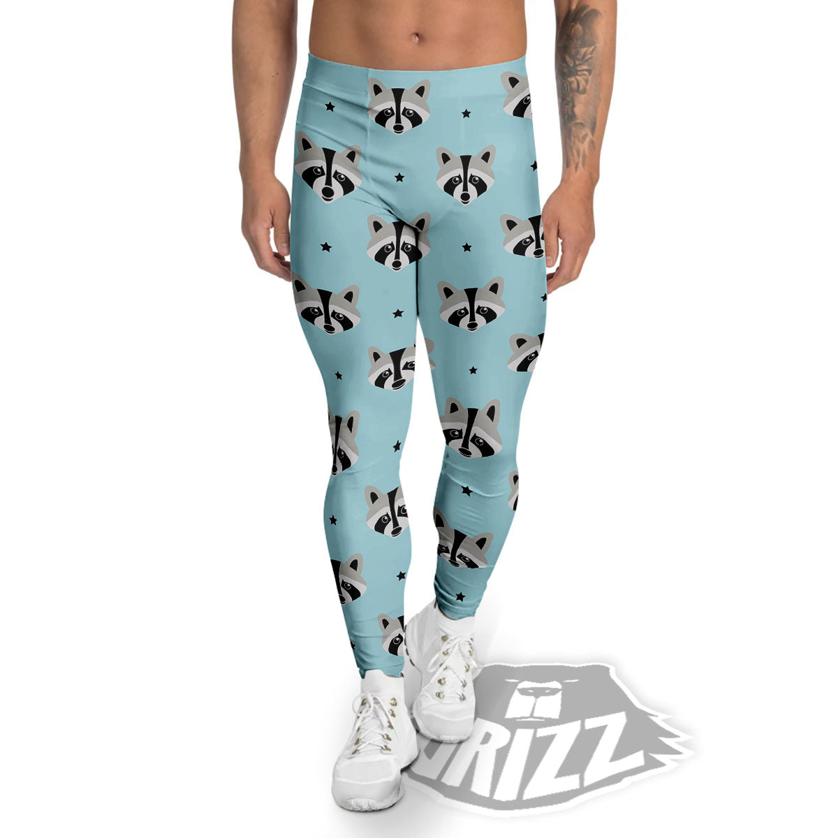 Raccoon Cartoon Print Pattern Men's Leggings-grizzshop