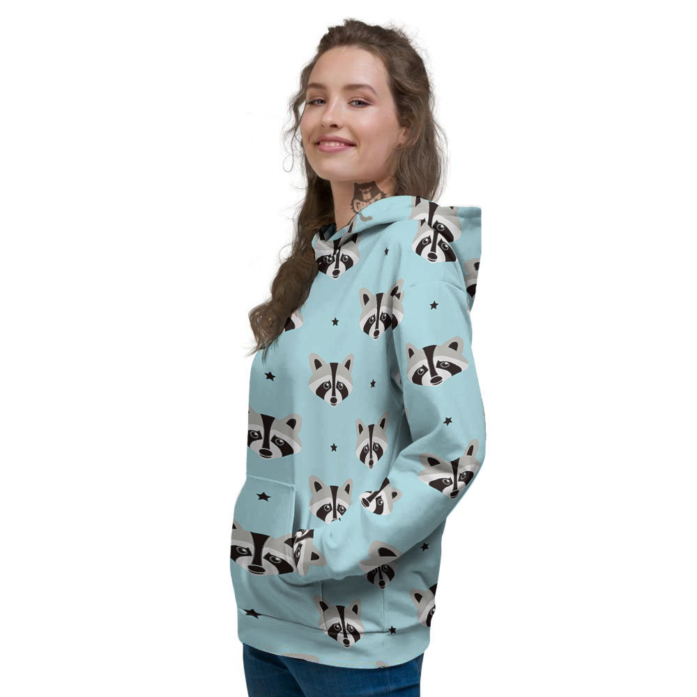 Raccoon Cartoon Print Pattern Women's Hoodie-grizzshop
