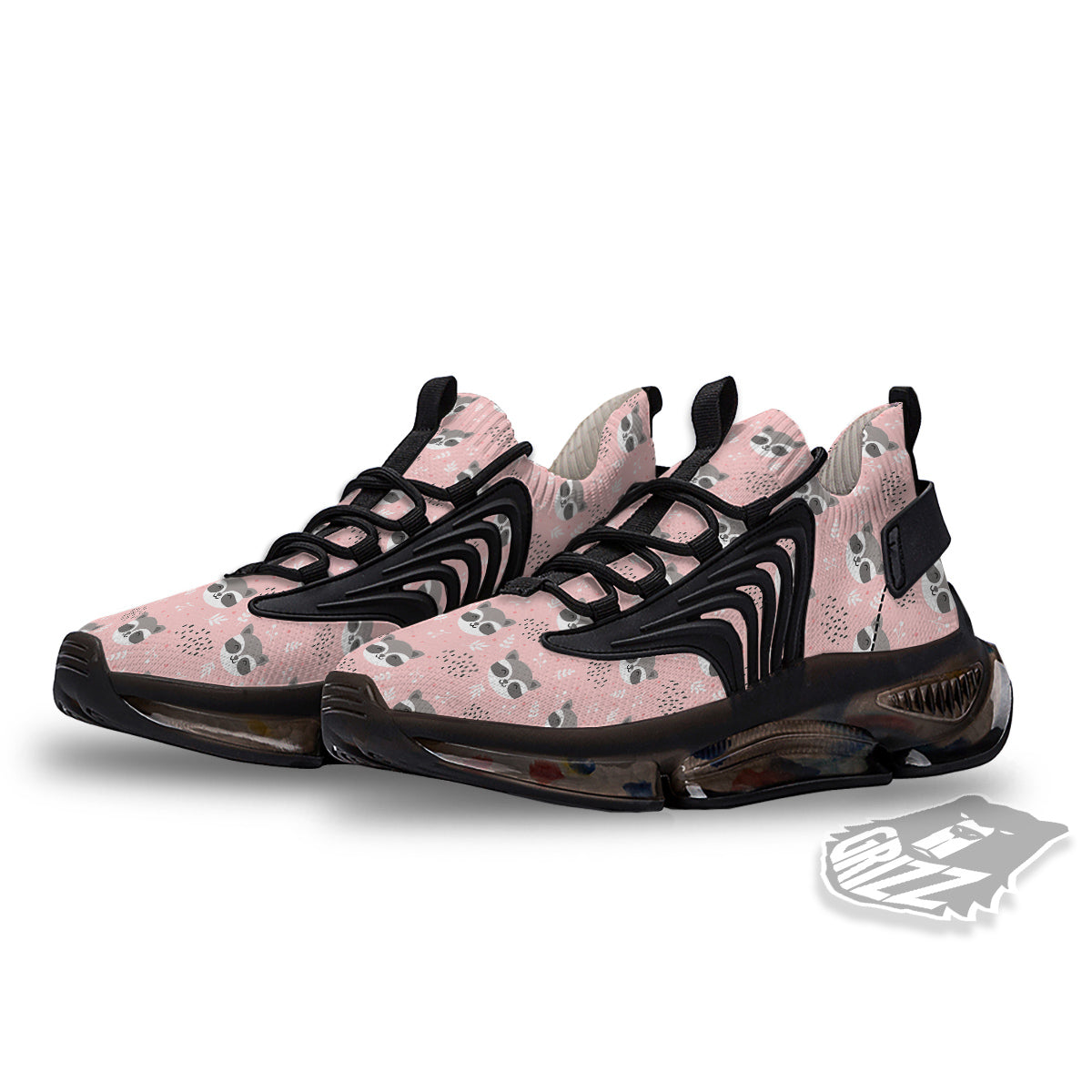 Raccoon Cute Print Pattern Black Gym Shoes-grizzshop