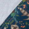 Raccoon Floral Pattern Print Blanket-grizzshop