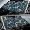 Raccoon Floral Pattern Print Car Sun Shade-grizzshop