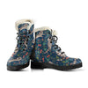 Raccoon Floral Pattern Print Comfy Winter Boots-grizzshop