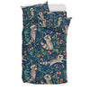 Raccoon Floral Pattern Print Duvet Cover Bedding Set-grizzshop