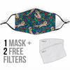 Raccoon Floral Pattern Print Face Mask-grizzshop