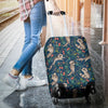 Raccoon Floral Pattern Print Luggage Cover Protector-grizzshop