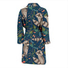 Raccoon Floral Pattern Print Men Long Robe-grizzshop