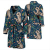 Raccoon Floral Pattern Print Men Long Robe-grizzshop