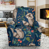 Raccoon Floral Pattern Print Recliner Cover-grizzshop