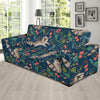 Raccoon Floral Pattern Print Sofa Covers-grizzshop