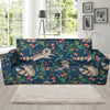 Raccoon Floral Pattern Print Sofa Covers-grizzshop