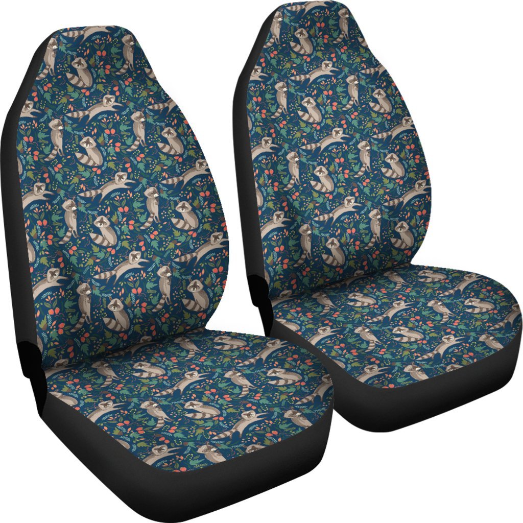 Raccoon Floral Pattern Print Universal Fit Car Seat Cove-grizzshop