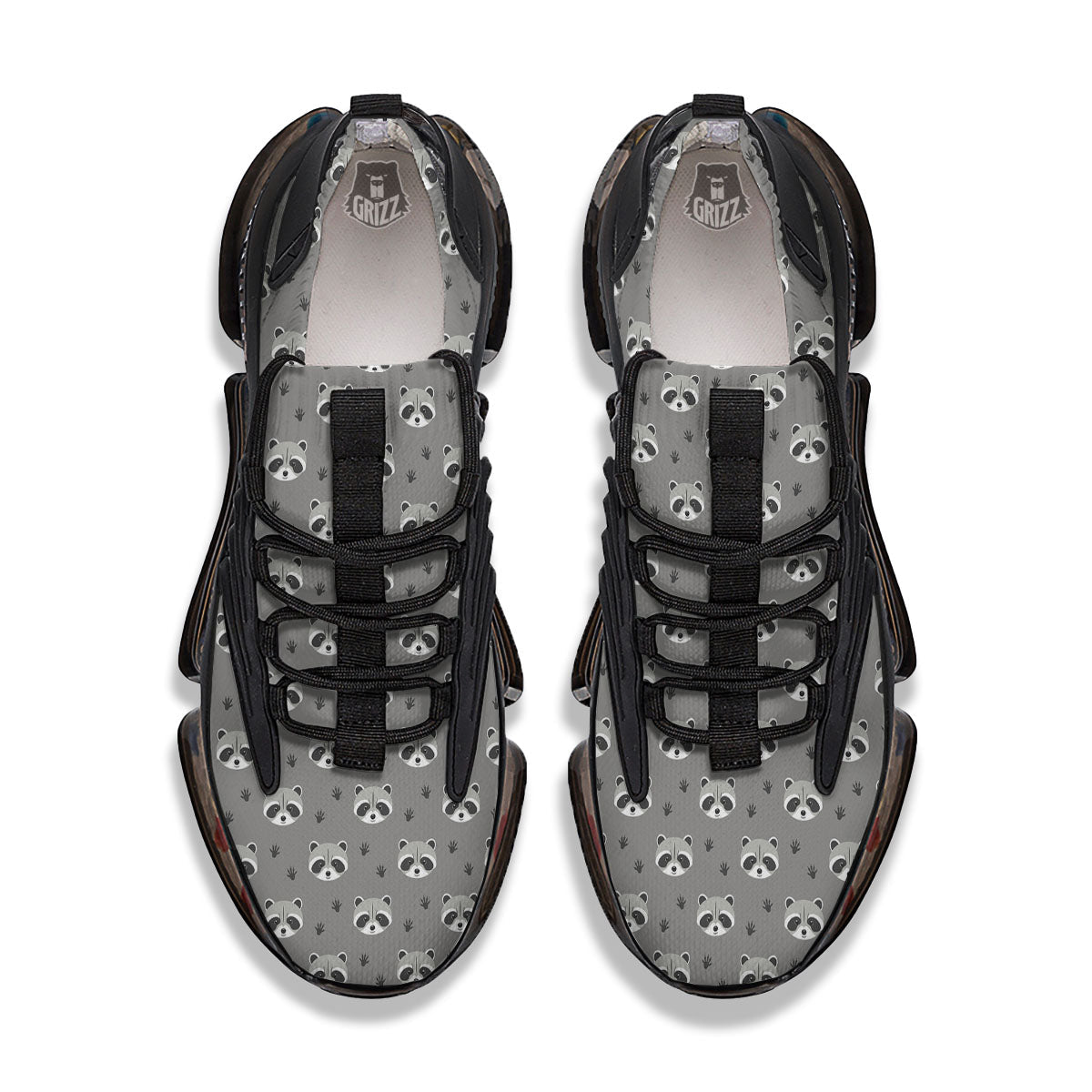 Raccoon Grey Print Pattern Black Gym Shoes-grizzshop