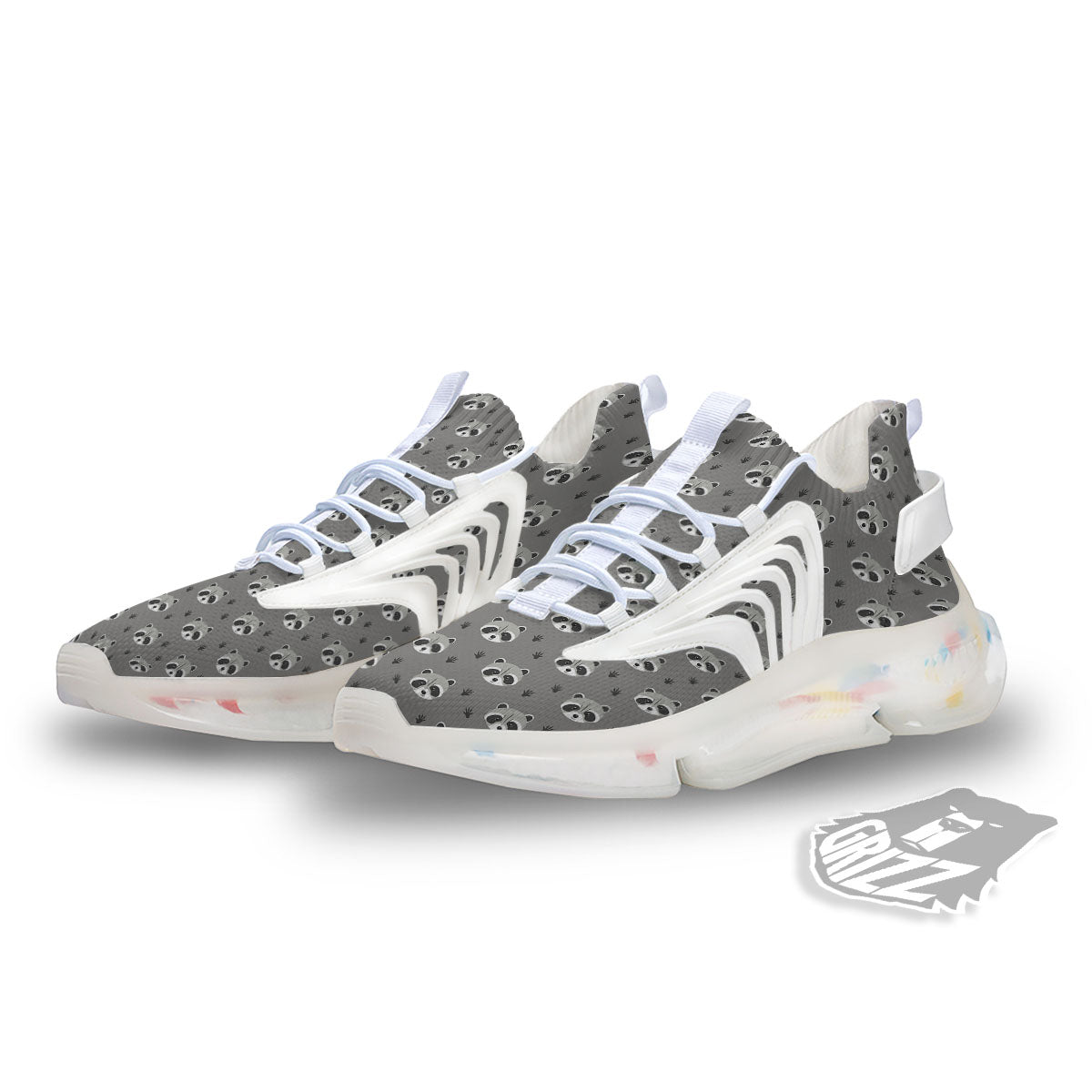 Raccoon Grey Print Pattern White Gym Shoes-grizzshop