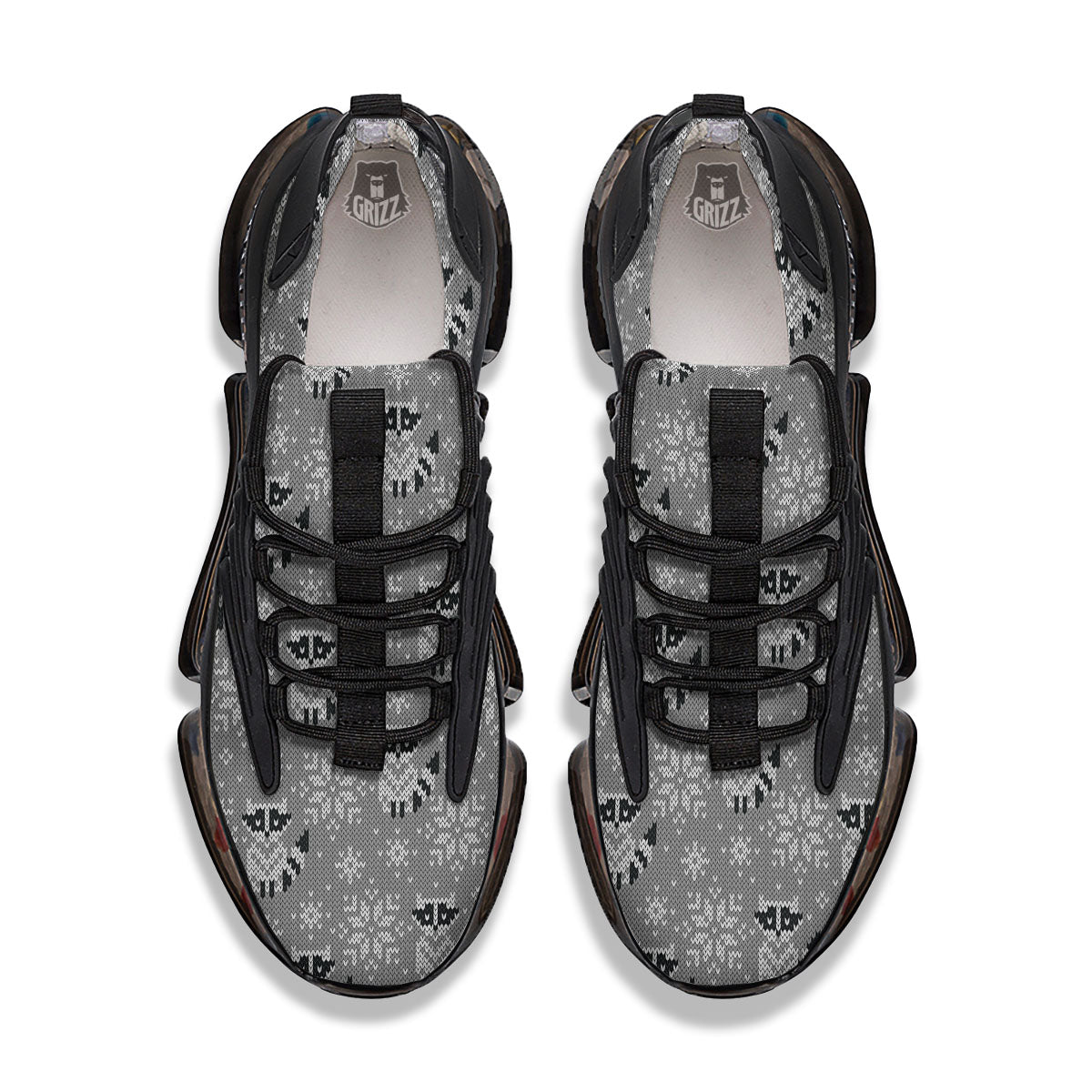 Raccoon Knitted Print Pattern Black Gym Shoes-grizzshop