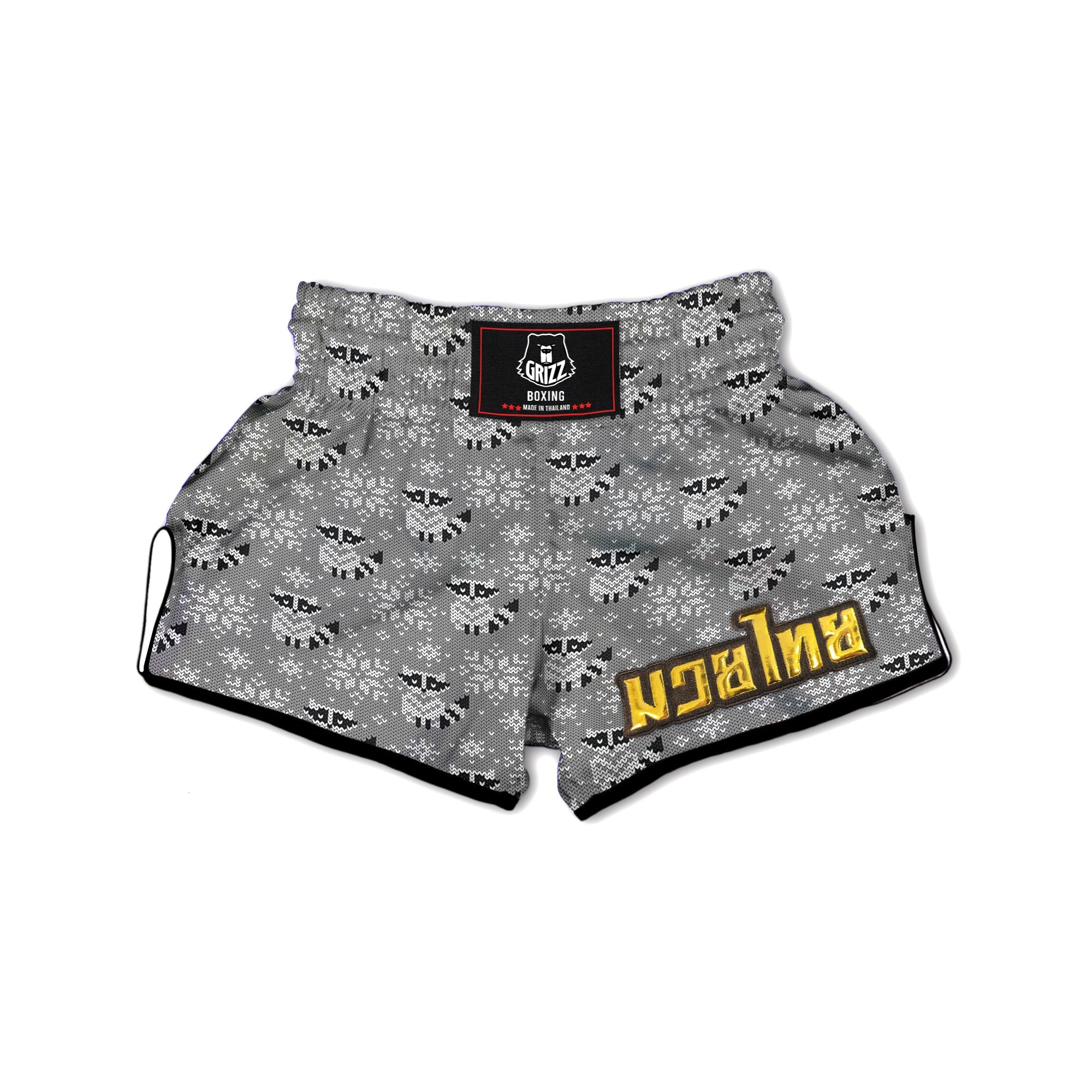 Raccoon Knitted Print Pattern Muay Thai Boxing Shorts-grizzshop