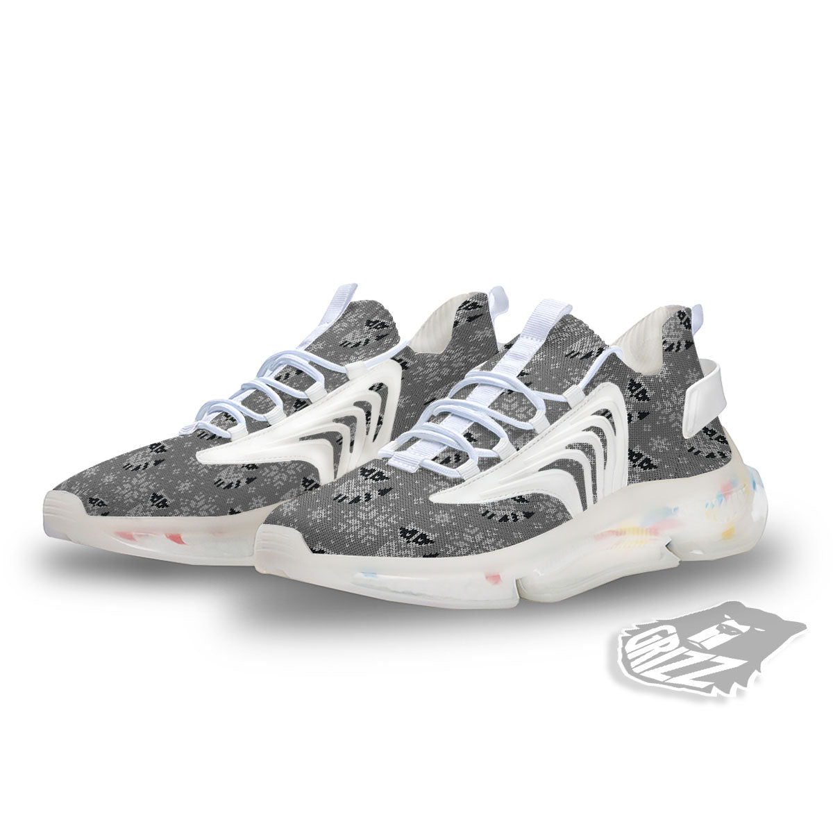Raccoon Knitted Print Pattern White Gym Shoes-grizzshop