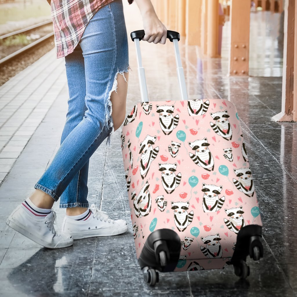 Raccoon Pattern Print Luggage Cover Protector-grizzshop