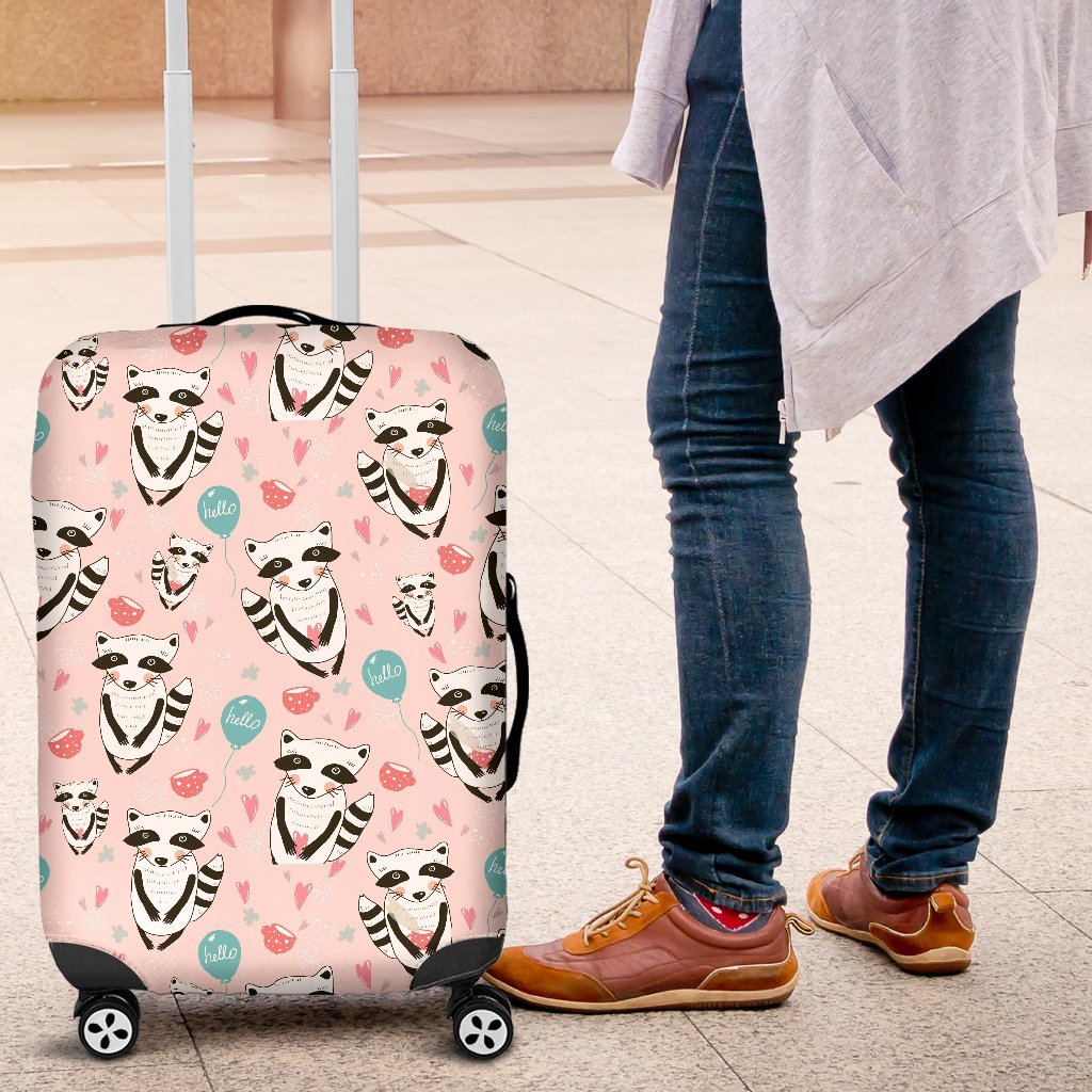 Raccoon Pattern Print Luggage Cover Protector-grizzshop