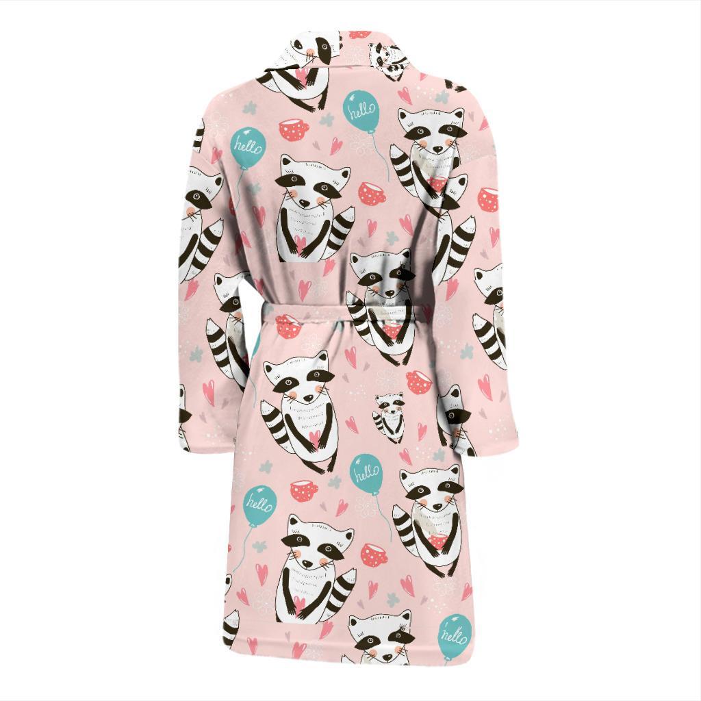 Raccoon Pattern Print Men Long Robe-grizzshop